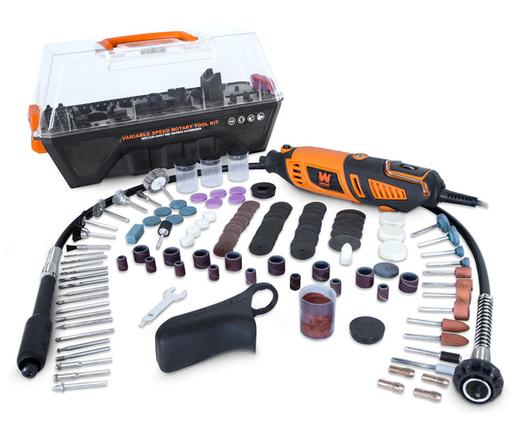 WEN 23190 - Herramienta giratoria de agarre constante de velocidad variable de 1,3 amperios con kit de accesorios de 190 piezas, eje flexible y estuche de transporte, multicolor