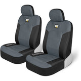 ▶ Fundas de asiento de automóvil MeshFlex para automóviles, camiones y SUV (juego de 2), fundas de asiento de automóvil grises para asientos delanteros, protectores de asientos de camiones con cómodo respaldo de malla, fundas para interiores d Caterpillar