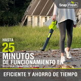 Soplador de hojas SnapFresh, inalámbrico de 20 V con batería de 2 Ah y cargador rápido, 2 velocidades, ligero y eléctrico para el cuidado del césped, ideal para patios y aceras.