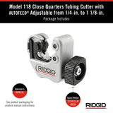 Cortador de tubos de cobre, aluminio, latón y plástico modelo 118 RIDGID