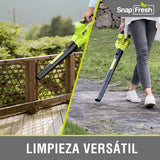 Soplador de hojas SnapFresh, inalámbrico de 20 V con batería de 2 Ah y cargador rápido, 2 velocidades, ligero y eléctrico para el cuidado del césped, ideal para patios y aceras.