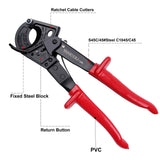 ▶ Cortador de cables de carraca y cortador de cables de aluminio resistente para cortar cables eléctricos de hasta 240 mm²