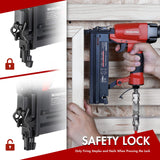 ▶ Clavadora neumática, 18 GA, pistola de uñas 2 en 1 y grapadora de corona, con 400 clavos/300 grapas, para carpintería, proyectos de bricolaje, tapicería y carpintería WORKPRO