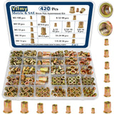🔩 Vifmy - Kit de surtido de tuercas de remache métricas y SAE (420 unidades), m3 m4 m5 m6 m8 m10 m12#6-32#8-32#10-24 1/4"-20 5/16"-18 3/8"-16 UN. C Flat Head Rivnut Juego de tuercas de acero al carbono