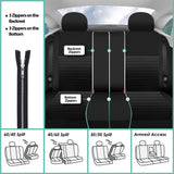 ▶ Juego completo de fundas de asiento de coche de ajuste universal, elegantes y modernas (negro) , compatible con airbag y asiento dividido, compatible con la mayoría de coches, camionetas, SUV y furgonetas)