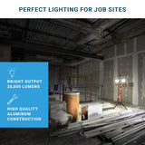Luz LED de trabajo de doble cabeza, soporte de trípode ajustable de 6 pies, 20.000 lúmenes, 200 W, cable de alimentación aprobado por UL, cuerpo de aluminio duradero, resistente al agua