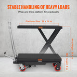 Carrito de mesa de elevación hidráulica, capacidad de 500 libras, 28.5 pulgadas, con 4 ruedas y almohadilla antideslizante, para manejo y transporte de materiales, color negro