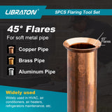 Herramienta de abocinamiento, kit de herramientas de abocinamiento HVAC, herramienta de abocinamiento de cobre, herramienta excéntrica de 45° para 1/4''-3/4'' y 6-19mm con cortador de tubos