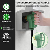 ▶ Cable de extensión de 15 pies para exteriores con mango de agarre, cable de alimentación flexible resistente al agua, 50A 125/250V 6250/12500W STW