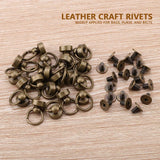 🔩 20PCS Conjuntos de Botón de Cabeza Redonda de Latón Remaches Leathercraft Bricolaje Artesanal de Cuero Metal Remache con Hebilla para la Correa del Cinturón Zapatos de Decoración (Bronce)