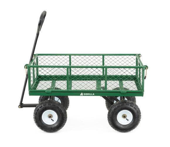 Carro de jardín de acero GOR400-COM con lados extraíbles, 400 libras. Capacidad, color verde Gorilla Carts -