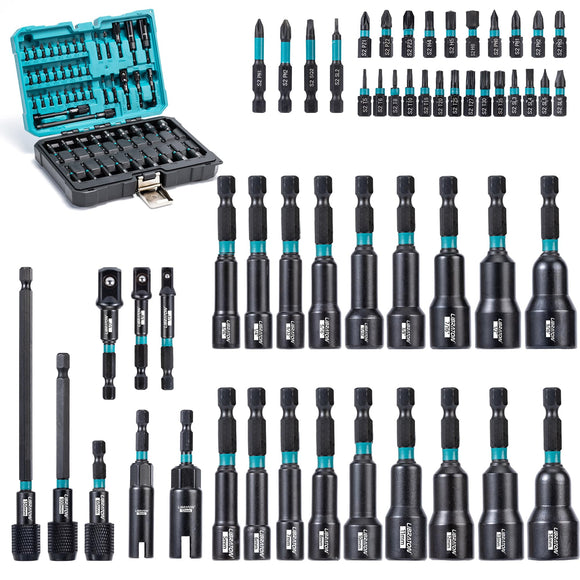 Juego de destornilladores de tuercas magnéticas, brocas de impacto de 1/4 pulgadas, métricas y SAE para taladro de impacto, adaptadores de enchufe, broca de destornillador, extensión de