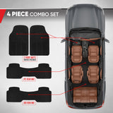 ▶ Tapetes  Alfombrillas de Goma para Coche SUV Van (para vehículos de 3 Filas), 4 Unidades, protección contra Todo Tipo de Clima, Ajuste Universal, Negro