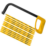 ▶ Hanpex 12 pulgadas. Marco de sierra para metales de alta tensión con 10 cuchillas bimetálicas adicionales, sierra de mano adecuada para metal, madera, PVC, carpintería