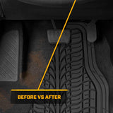 ▶ CATERPILLAR Tapetes  Juego completo de alfombrillas delanteras y traseras para automóviles, para todo tipo de clima, resistente y de ajuste universal, accesorios de goma para camiones y automóviles,