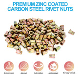 🔩 Trivd Frol - Juego de 200 tuercas de remache UNC de 1/4 a 20 unidades, acero al carbono chapado en zinc