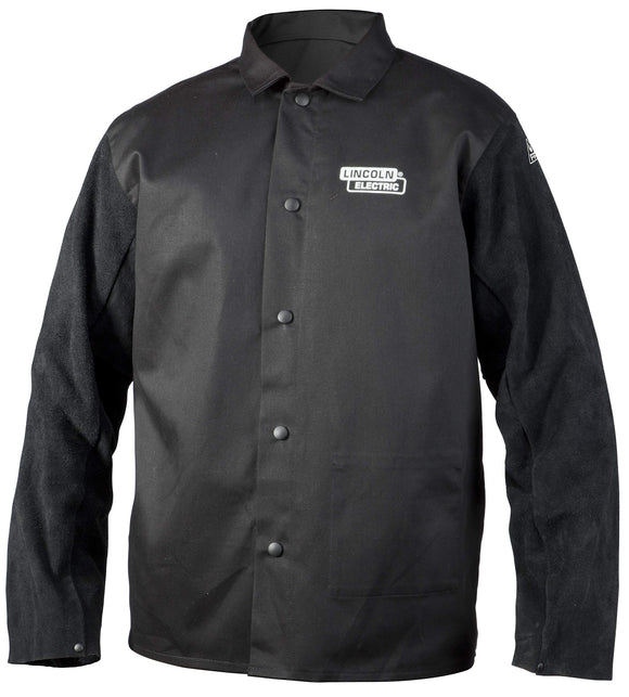 ▶  Chamarra de soldadura con mangas de piel dividido para adultos, unisex, color negro, talla 3XL de EE. UU Lincoln Electric
