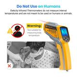 Termómetro infrarrojo 1025D (no para humanos) pistola de temperatura láser dual -30 °F ~ 130 °F (-50 ℃~ 550 °C) con emisividad ajustable, probador de voltaje sin contacto (NCV), tamaño estándar, amarillo y gris