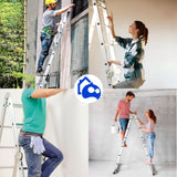 ▶ Escalera 3.3 Metros, Escalera Multiposiciones, Escalera Plegable, Escalera de Aluminio, 12 Peldaños, Capacidad de Soporte 150 Kg, Uso Interior y Exterior, Antideslizante, Escaleras