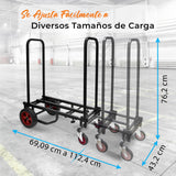 Carro de Mano 8 en 1 Ajustable Profesional, Capacidad de 150kg, Carro de Plataforma Plegable y Ligero, Ideal para Equipaje, Mudanzas, Almacenes y Envíos, Se Extiende de 70 cm a 112.4 cm
