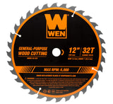 WEN BL1232-2 juego de hojas de sierra profesional de carpintería profesional con punta de carburo de 32 dientes y 80 dientes de 12 pulgadas, 2 unidades
