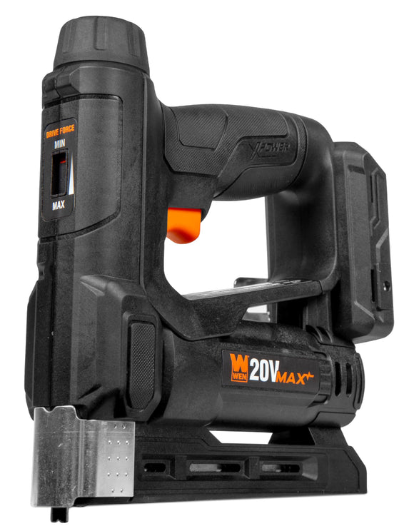 WEN 20 V Max Inalámbrico 2 en 1 Calibre 18 Brad Nailer y grapadora de corona T50 (solo herramienta – Batería no incluida) (20538BT)