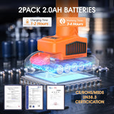 Tijeras de podar eléctricas, 35 mm, 1.4 pulgadas de diámetro de corte, podadora eléctrica profesional inalámbrica para cortar ramas de árboles, (2 baterías de 2000 mAh y 1 cargador incluido), naranja