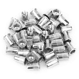 40 tuercas de remache de acero inoxidable de 1/4 a 20 UNC, tuerca de inserción roscada de 1/4 a 20 UNC, cabeza plana moleteada