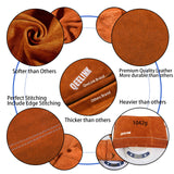 ▶ Delantal de trabajo de soldadura de piel con 6 bolsillos para herramientas, delantal resistente al calor y al fuego, 60.96 x 91.44 cm, ajustable M a XXXL, Marrón, Small-5X-Large