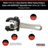 Cortatubos para Cobre 118, 2 en 1, para Espacios Estrechos, Cortes Precisos, Kit de Herramientas RIDGID -