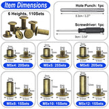 ▶  110 Juegos De Tornillos De Chicago, Remaches De Cuero, Remaches De Tornillo Surtidos M5, Tornillos De Encuadernación De Chicago Para Decorar Y Reparar, Artesanía De Cuero, Cinturón, Bolso, Zap
