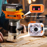 Routers de velocidad variable inalámbrico de palma para batería DEWALT de 20 V máximo, recortadora de madera, motor sin escobillas, 6 velocidades ajustable de 1/4 pulgadas, adecuado para reparación del hogar,