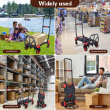 Carretilla plegable 2 en 1 con capacidad de carga de 150 kg, con asa retráctil y 4 ruedas de goma, carro plegable portátil para equipaje, viaje, oficina