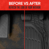 ▶ Tapetes Alfombrillas delanteras de 2 piezas para coche - Revestimientos de contorno FlexTough negros - Alfombrillas de goma resistentes y profundas para coche, SUV, camión y furgoneta - Protección para todo tipo de clima, ajuste universal