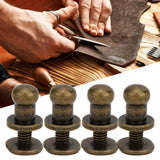 🔩 Garosa Juego de 20 Juegos de Tornillos de Remache de 7x5mm, Remache de Clavo de Tornillo de Cobre, Cabeza Redonda, Punto, Tornillo para cinturón de Cuero, Libro de Cuentas, álbum de Fotos(Bronce)