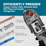 ▶ Herramientas de prensa profesional estándar actualizado con mordazas de prensa Pro opcionales para cobre Viega (mordazas de 1/2 pulgadas, 3/4 pulgadas, 1 1/4 pulgadas, 1 1/2