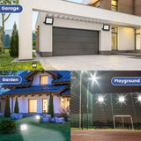 ▶ Paquete de 2 luces LED de inundación enchufables de 120 W para exteriores, 12000 lm súper brillante con cable de 5.9 pies, IP66 impermeable 6000 K LED de trabajo para patio trasero, taller,