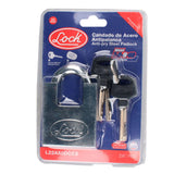 ▶ URREA Candado de Acero Antipalanca, Llave de Discos, Cromo Satinado, 50 mm