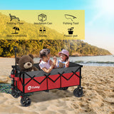 Carro plegable plegable de 48 pulgadas de largo con capacidad de peso de 420 libras, carro de jardín plegable de 300 litros de servicio pesado con ruedas de playa grandes todo terreno y soportes