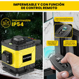 Nivel Láser Autonivelante con Trípode, 16 Líneas 4D Nivelador Láser, Hilo Cruzado Verde de 360°, Nivel Automático con Mando a Distancia, Soporte y Caja de Herramientas. (Amarillo)
