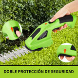 Tijeras de podar Inalámbrico, Cortadora de Césped y Setos 2 en1, Cortasetos de Mano Inalámbrico, Batería Recargable, 7.2V, Diseño de Seguridad