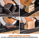 Evolution Power Tools R355CPS - Sierra de cortar de 14 pulgadas con corte multiusos, corta a través de metal, plástico, madera y más, hoja multiusos en pulgadas