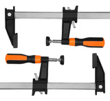 ▶ WEN 10212F2 Abrazaderas de barra de acero de ajuste rápido de 12 pulgadas con garganta de 2.5 pulgadas y mango de microajuste, paquete de dos, negro