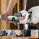 ▶ Cortador de tubos de PVC, 3 engranajes de corte ajustable de hasta 2-1/2 pulgadas, herramienta de corte de tubos de carraca resistente para PVC, PPR, PE, PEX, mangueras de plástico y tuberías