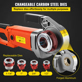 ▶Roscador de tubos máquina de enhebrado de tubos de 2300 W con 4 troqueles de 1/2 pulgadas - 1 1/4 pulgadas, máquina de enhebrado de tubos de mano de 110 V con motor de cobre, kit