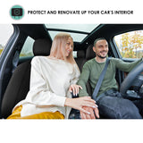 ▶ Funda de asiento de lujo FH GROUP de ajuste universal, color negro (compatible con airbag y con división trasera, compatible con la mayoría de autos, camionetas, SUV y furgonetas,