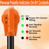 ▶ Cable de extensión para vehículos recreativos de 100 pies y 50 amperios para exteriores con mango de agarre, 125/250V, 12500W, 4 puntas, resistente calibre 6/3+8/1 STW, NEMA 14-50P a 14-50R