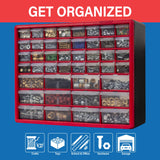 ▶ Dawer Hardware & Craft Plastic Cabinet, Red & Black