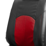 ▶ Juego Completo de Fundas de Asiento de Cuero sintético Perforado, Rojo/Negro