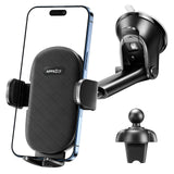 ▶ Soporte para Celular Automóvil 3 en 1 Potente Ventosa Porta Celular para Auto Parabrisas/Salpicadero/Ventilación Base Celular para iPhone, Samsung, Xiaomi Redmi, etc. para Fundas Gruesas